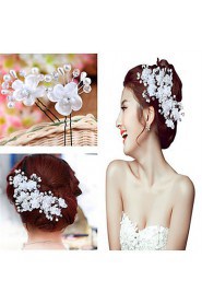 2 pcs Women Pearl/Crystal/Alloy Headbands/Hairpins/Flowers With Crystal/Pearl Wedding/Party Headpiece