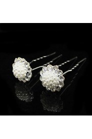Two Pieces Alloy Wedding Bridal Hairpins With Rhinestones And Imitation Pearls