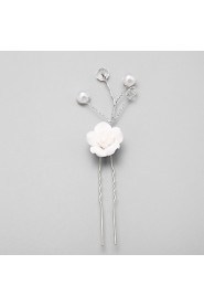 Women's / Flower Girl's Crystal / Alloy / Imitation Pearl Headpiece-Wedding / Special Occasion Hair Pin 1 Piece White Round