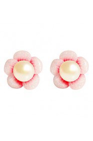 Flower Pattern Pearl Earrings