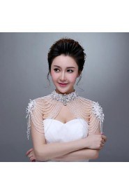 Ivory Lace Wedding Wraps with Pearls with Flowers with Rhinestones