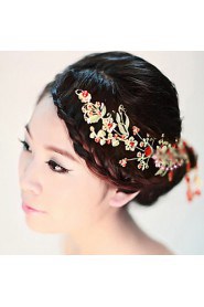 Bride's Butterfly Tassel Crystal Rhinestone Forehead Wedding Headdress Hair Accessories 1 PC