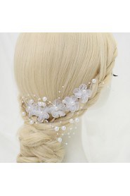 Women's / Flower Girl's Alloy / Imitation Pearl / Chiffon Headpiece-Wedding / Special Occasion Hair Combs 1 Piece White Round