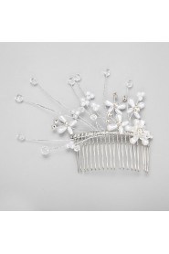 Women's / Flower Girl's Rhinestone / Crystal / Alloy / Imitation Pearl Headpiece-Wedding / Special Occasion Hair Combs 1 Piece White Round