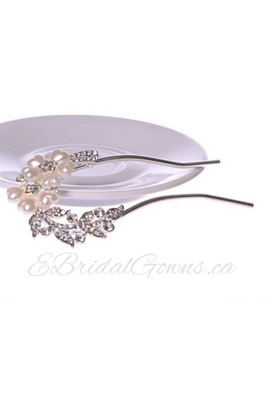 Women Alloy Hairpins With Imitation Pearl/Rhinestone Wedding/Party Headpiece