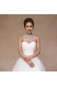 Wedding Wraps Collars Sleeveless Sequined Ivory Wedding Crystal / Pearls