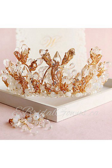 Bride's Rhrinestone Foehead Wedding Hair Band Headbands Tiaras 1 Set (1piece Tiaras + 1 pair Earrings)