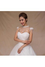 Wedding Wraps Collars Sleeveless Sequined Ivory Wedding Appliques / Pearls