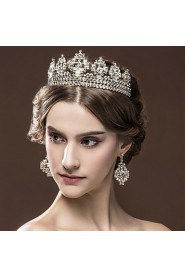 Women's Rhinestone Wedding Bridal Tiaras Earnings Set Party Headpiece HG2302