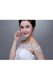 Ivory Lace Wedding Wraps with Beads with Rhinestones