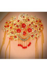 Bride's Flower Shape Tassel Rhinestone Forehead Wedding Hair Accessories 1 PC