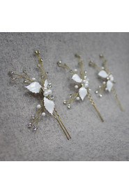 Women Rhinestone/Alloy Leaf Flowers/Barrette With Wedding/Party Headpiece