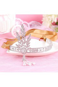 Bride's Leaves Rhinestone Imitation Pearl Forehead Wedding Headbands 1 PC