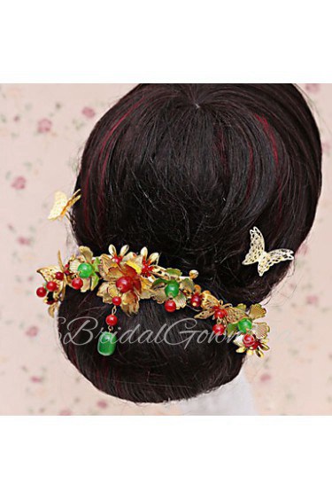 Bride's Flower Shape Beads Forehead Wedding Hair Combs Accessories 1 PC