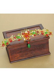 Bride's Flower Shape Beads Forehead Wedding Hair Combs Accessories 1 PC