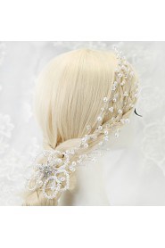 Women's / Flower Girl's Rhinestone / Alloy / Imitation Pearl Headpiece-Wedding / Special Occasion Flowers 1 Piece White Round