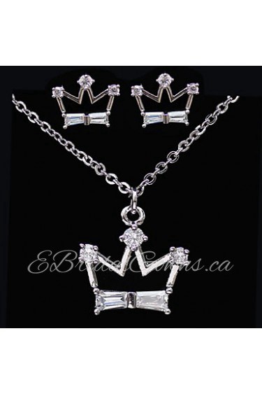 Gorgeous Platinum Plated With Cubic Zirconia Wedding/Special Occaision / Party Jewelry Set.