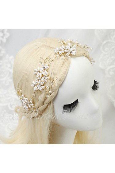 Women's / Flower Girl's Rhinestone / Alloy / Imitation Pearl Headpiece-Wedding / Special Occasion Headbands 1 Piece White Round