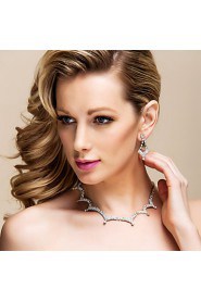 Shining Czech Rhinestones With Alloy Plated Wedding Jewelry Set,Including Necklace And Earrings