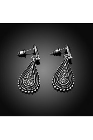 European Style Drop Shape Alloy Czech Drill Earring For Womens(Black)(1Pr)