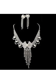 Wedding Bridal Bridesmaid Crystal Necklace Earrings Jewelry Set