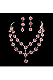 Wedding Bridal Bridesmaid Crystal Necklace Earrings Jewelry Set