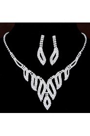 European Style Fashion Shiny Rhinestone Bridal Necklace Earring Set