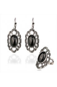 Women's Luxury palace retro style oval plated alloy jewelry suit