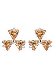 Brass With Cubic Zirconia Stud Earrings(More Colors)