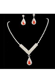 Wedding Bridal Bridesmaid Crystal Necklace Earrings Jewelry Set