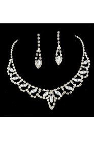 Wedding Bridal Bridesmaid Crystal Necklace Earrings Jewelry Set