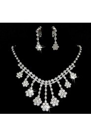 Wedding Bridal Bridesmaid Crystal Necklace Earrings Jewelry Set