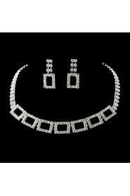 Wedding Bridal Bridesmaid Crystal Necklace Earrings Jewelry Set