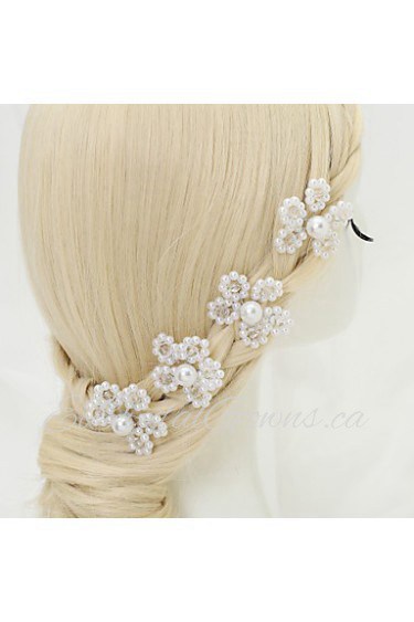 Women's / Flower Girl's Crystal / Alloy / Imitation Pearl Headpiece-Wedding / Special Occasion Headbands 4 Pieces White Round