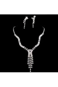 Wedding Bridal Bridesmaid Crystal Necklace Earrings Jewelry Set