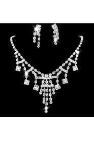 Wedding Bridal Bridesmaid Crystal Necklace Earrings Jewelry Set