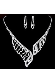 European Style Fashion Shiny Rhinestone Necklace Earring Set Bridal Set