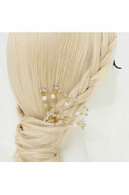 Women's / Flower Girl's Rhinestone / Crystal / Alloy / Imitation Pearl Headpiece-Wedding / Special Occasion Hair Pin 1 Piece White Round