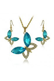 New Arrival Crystal Butterfly Jewelry Sets With crystal pendants necklace and drop earrings set for Women (More Colors)