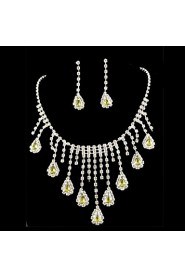 Wedding Bridal Bridesmaid Crystal Necklace Earrings Jewelry Set