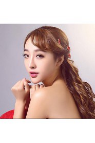 Red Rhinestone / Alloy Headpiece-Wedding / Special Occasion / Casual / Outdoor Hair Pin (3 Pieces/set)