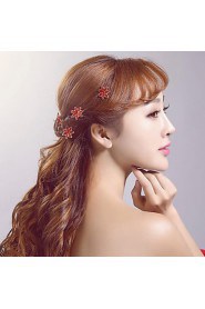 Red Rhinestone / Alloy Headpiece-Wedding / Special Occasion / Casual / Outdoor Hair Pin (3 Pieces/set)