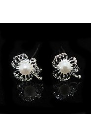 Fine Two Pieces Alloy Wedding Bridal Hairpins With Imitation Pearls