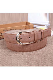 Women Leather Solid Simple Wide Belt,Vintage/ Cute/ Party/ Casual Alloy