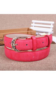 Women Leather Solid Simple Wide Belt,Vintage/ Cute/ Party/ Casual Alloy