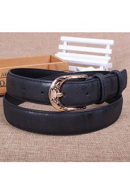 Women Leather Solid Simple Wide Belt,Vintage/ Cute/ Party/ Casual Alloy