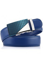 Men's Fashion Genuine Leather Ratchet Belt Business Blue Belts
