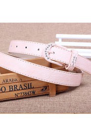 Women Leather Diamond-Studded Skinny Belt,Vintage/ Cute/ Party/ Casual Alloy