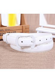 Women Leather Diamond-Studded Skinny Belt,Vintage/ Cute/ Party/ Casual Alloy