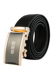 New Mens Black Ratchet Belt Fashion Business Casual Style Genuine Leather 3.5cm Width 8-4